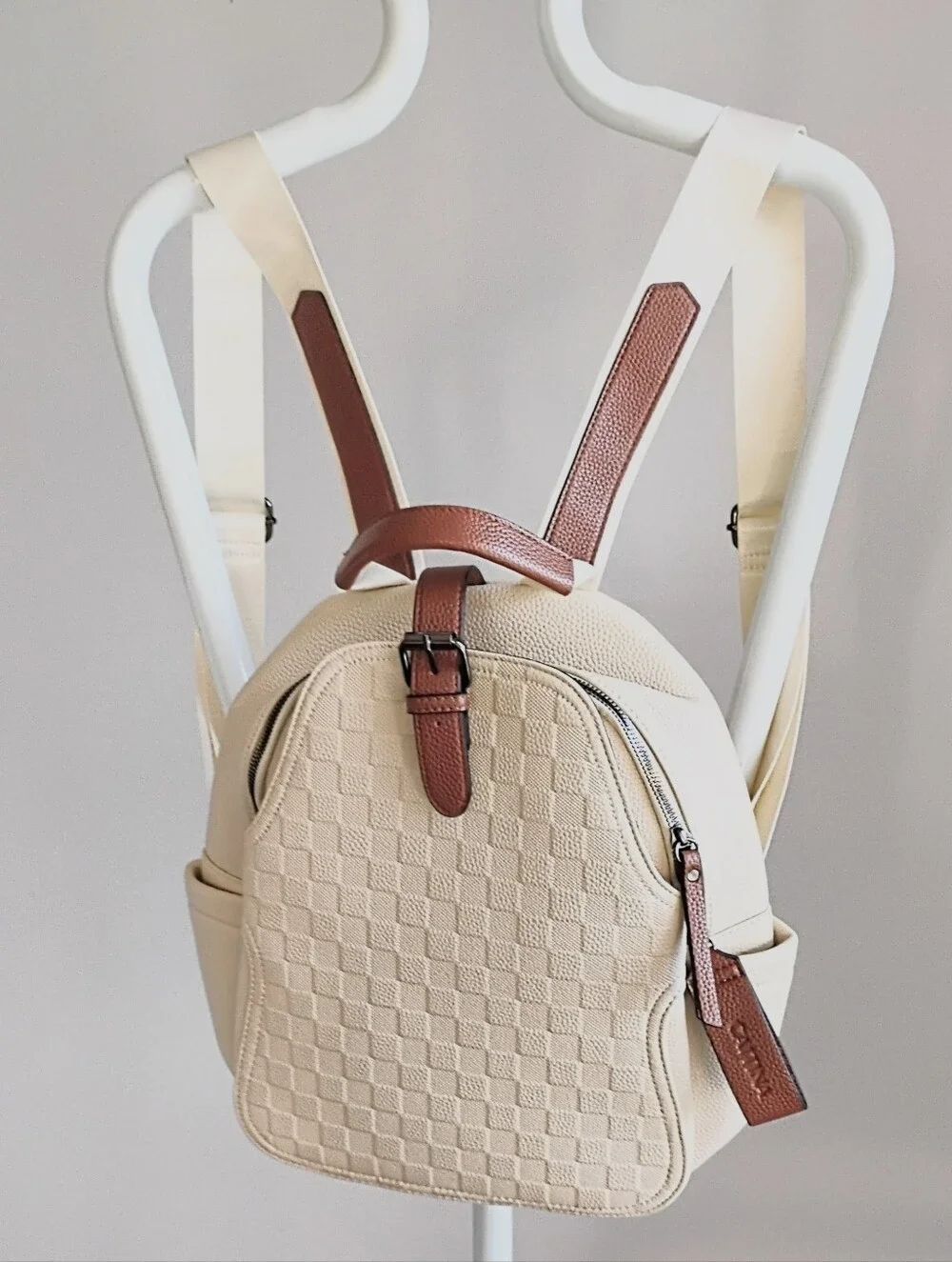 New Caitina Backpack Purse Checkered Pattern Travel Bag